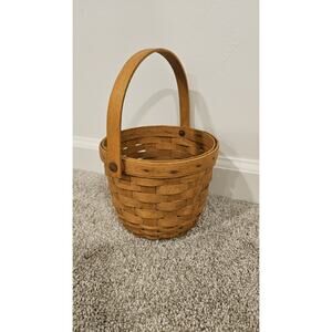 Longaberger Brown Fruit Basket With Handle 1994 Great Condition
